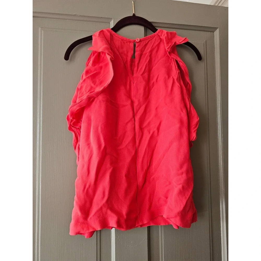 Kate‎ Spade Ruffle Blouse Womens 2 Red Sleeveless Keyhole Back Top